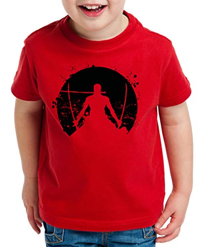 Zorro Moon One Manga Kinder Ruffy T-Shirt Anime Piece, Kinder T-Shirt Größe:152-164 (12-14 Jahre), Kinder Farben:Rot von Tee Kiki