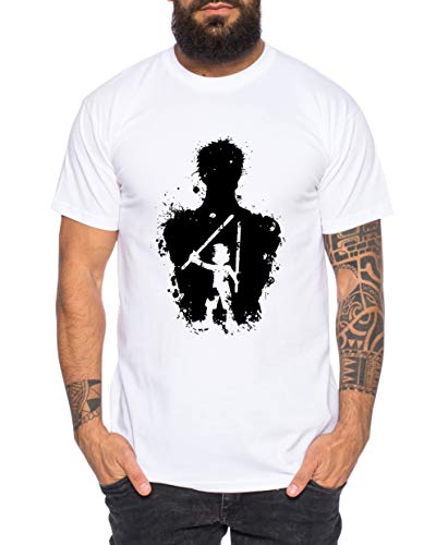 Zorro in Zorro One Manga Herren Ruffy T-Shirt Anime Piece, Größe:S, Farbe:Weiß von Tee Kiki