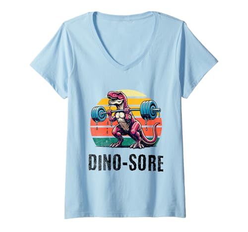 Damen Dino Wunde lustiger Dinosaurier T-Shirt mit V-Ausschnitt Damen Dino Wunde lustiger Dinosaurier T-Shirt mit V-Ausschnitt von Tee Rex Designs
