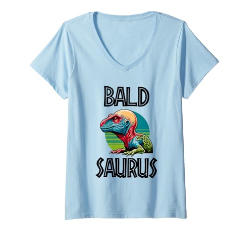 Damen Glatzen-Saurus lustiger Dinosaurier T-Shirt mit V-Ausschnitt Damen Glatzen-Saurus lustiger Dinosaurier T-Shirt mit V-Ausschnitt von Tee-Rex Designs