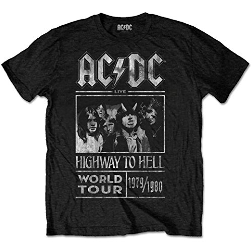 ACDC Highway to Hell World Tour 79-80 Rock offiziell Männer T-Shirt Herren (Small) von Tee Shack