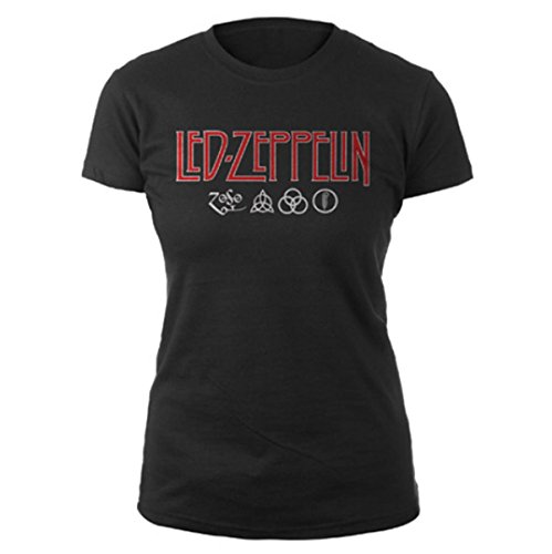 Ladies Led Zeppelin Logo Jimmy Page Rock offiziell Frauen T-Shirt Damen (Large) von Tee Shack