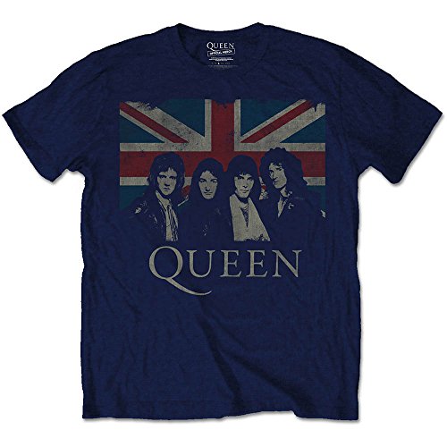 Queen Union Jack Freddie Mercury Rock offiziell Männer T-Shirt Herren (Large) von Tee Shack