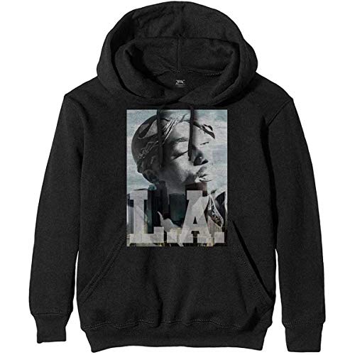 Tupac Shakur 2Pac LA Skyline offiziell Männer Kapuzenpullover (Medium) von Tee Shack