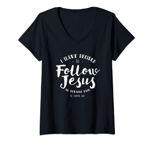 Damen Christliche Tauf-Shirt Follow Jesus T-Shirt mit V-Ausschnitt Damen Christliche Tauf-Shirt Follow Jesus T-Shirt mit V-Ausschnitt von Tee of Truth