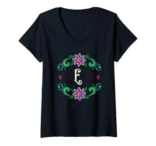 Damen Monogramm E – inspiriert von Dia de Los Muertos T-Shirt mit V-Ausschnitt Damen Monogramm E – inspiriert von Dia de Los Muertos T-Shirt mit V-Ausschnitt von Tee4Tu / Cookie Money Design