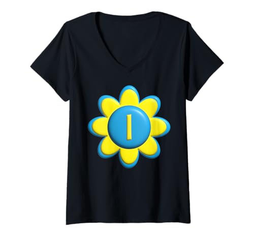 Damen Monogramm I - Buntes Blumendesign T-Shirt mit V-Ausschnitt Damen Monogramm I - Buntes Blumendesign T-Shirt mit V-Ausschnitt von Tee4Tu / Cookie Money Design