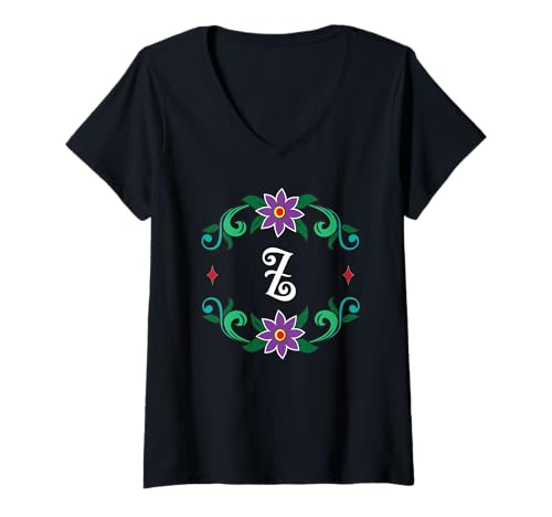 Damen Monogramm Z – inspiriert von Dia de Los Muertos T-Shirt mit V-Ausschnitt Damen Monogramm Z – inspiriert von Dia de Los Muertos T-Shirt mit V-Ausschnitt von Tee4Tu / Cookie Money Design