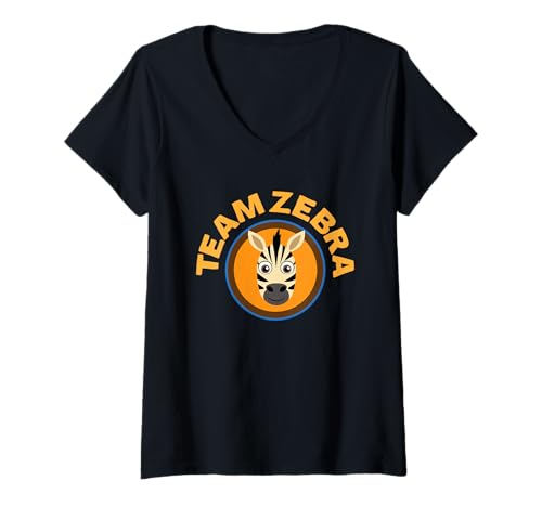 Damen Team Zebra – Sportabzeichen T-Shirt mit V-Ausschnitt Damen Team Zebra – Sportabzeichen T-Shirt mit V-Ausschnitt von Tee4Tu / Cookie Money Design