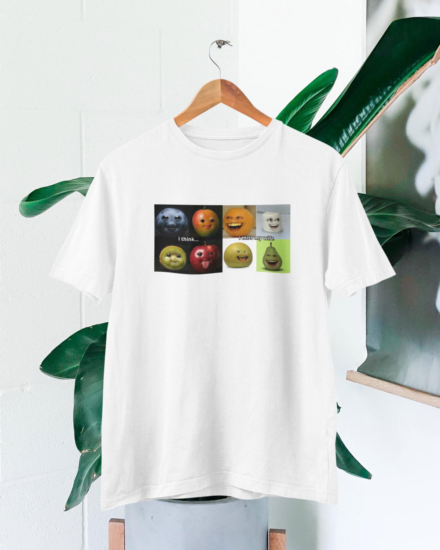 I Think Miss My Wife Meme T-Shirt | Lustiges Früchte Gesichter Shirt Annoying Orange Parodie Tiktok Trend Geschenk von TeeDesignCZ