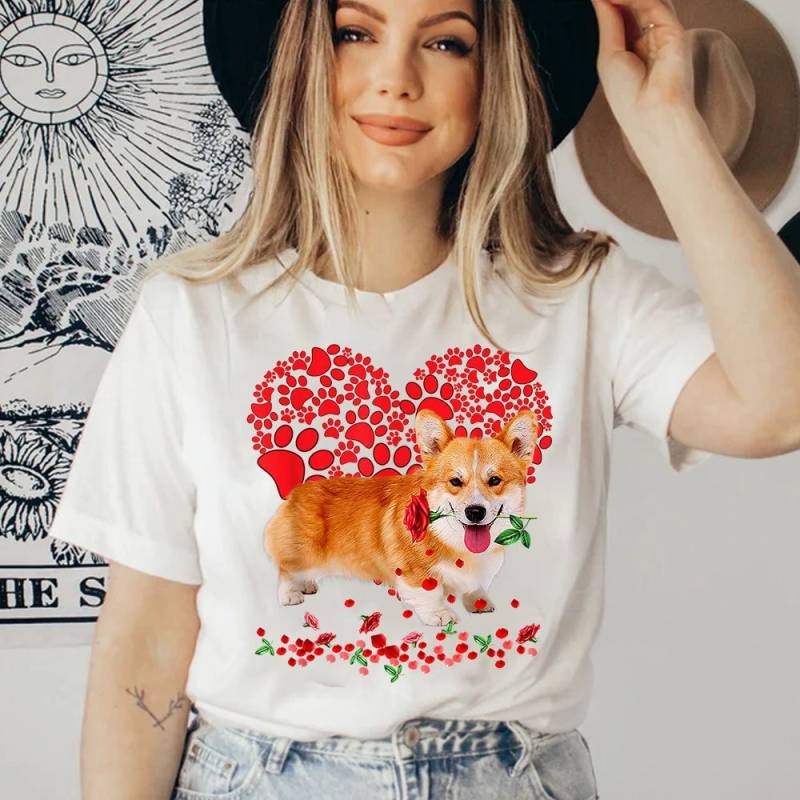 Corgis Valentinstag Shirt Hundemutter T-Shirt von TeeFabrics