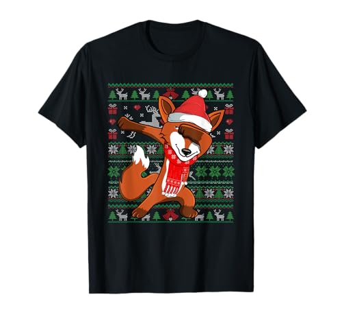 Ugly Christmas Sweater Dabbing Fox Xmas Kostüm Jungen Mädchen T-Shirt Ugly Christmas Sweater Dabbing Fox Xmas Kostüm Jungen Mädchen T-Shirt von TeeIsle Funny Christmas Costume