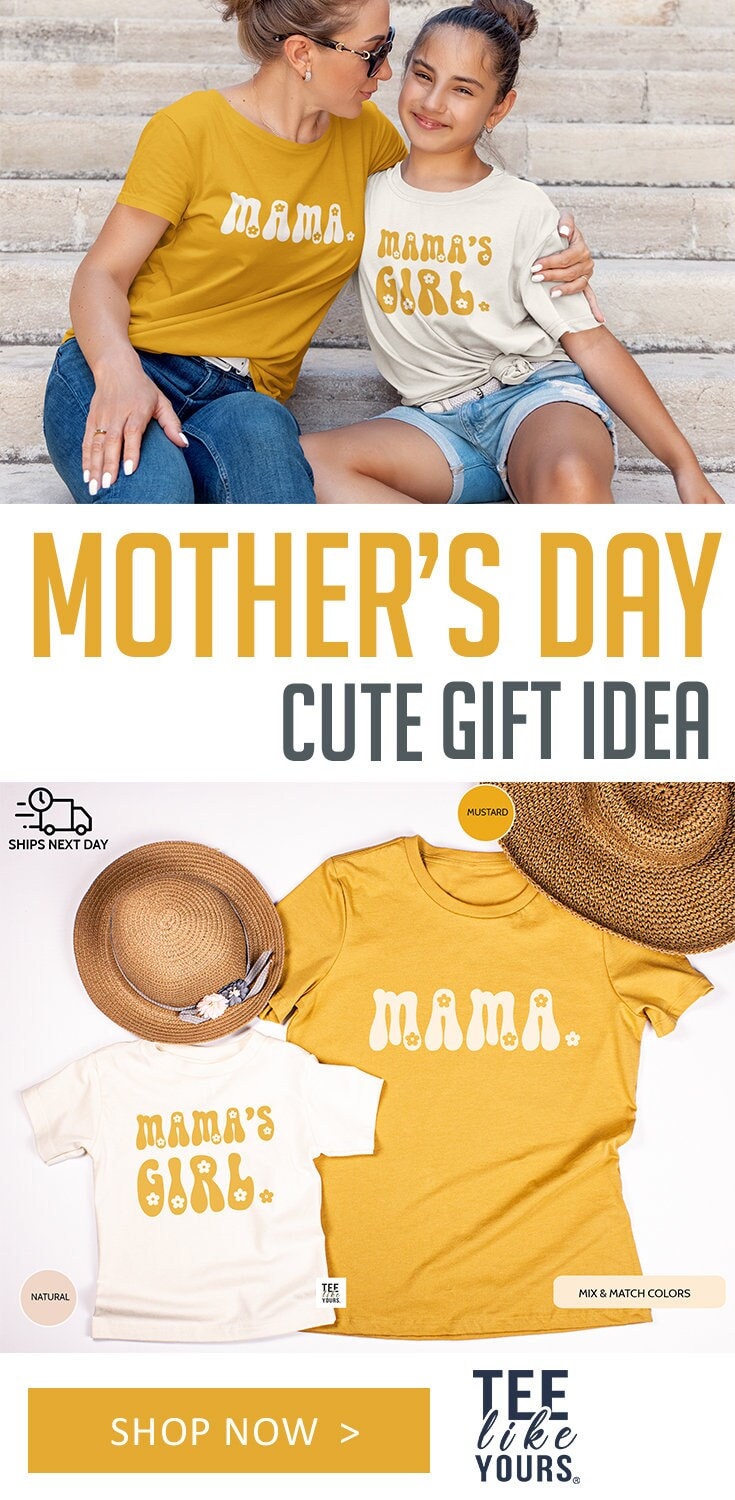 Mama & Mamas Mädchen, Passende Und Ich Blumenshirts, Geschenk Zum Muttertag, Neue Shirt, Baby Geschenk, Mutter Tochter, Senf/Natur Mama & Mamas Mädchen, Passende Und Ich Blumenshirts, Geschenk Zum Muttertag, Neue Shirt, Baby Geschenk, Mutter Tochter, Senf/Natur von TeeLikeYours