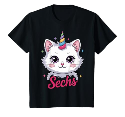 Geburtstagsshirt 6 Jahre – Einhorn Katze Geschenk Mädchen T-Shirt von TeeNova Creations