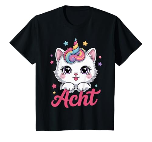 Geburtstagsshirt 8 Jahre – Einhorn Katze Geschenk Mädchen T-Shirt von TeeNova Creations
