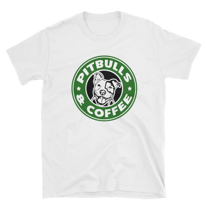 Pitbulls Und Kaffee Lustiger Spruch Pit Bull Herren Damen Kurzarm Unisex T-Shirt von TeeShirtSeason