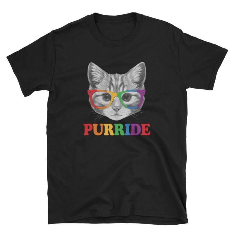 Purride Cat Gay Pride Lustiges Regenbogen Wortspiel Kurzarm Unisex T-Shirt von TeeShirtSeason