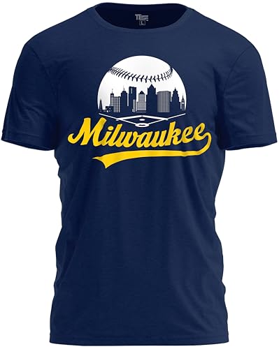 TeeStock Baseball Shirt Fan Cityscape T-Shirt mit Urban Skyline Grafik, Milwaukee Navy, XL TeeStock Baseball Shirt Fan Cityscape T-Shirt mit Urban Skyline Grafik, Milwaukee Navy, XL von TeeStock