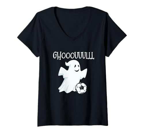 Damen Ghost Soccer Halloween T-Shirt mit V-Ausschnitt von TeeTees Halloween