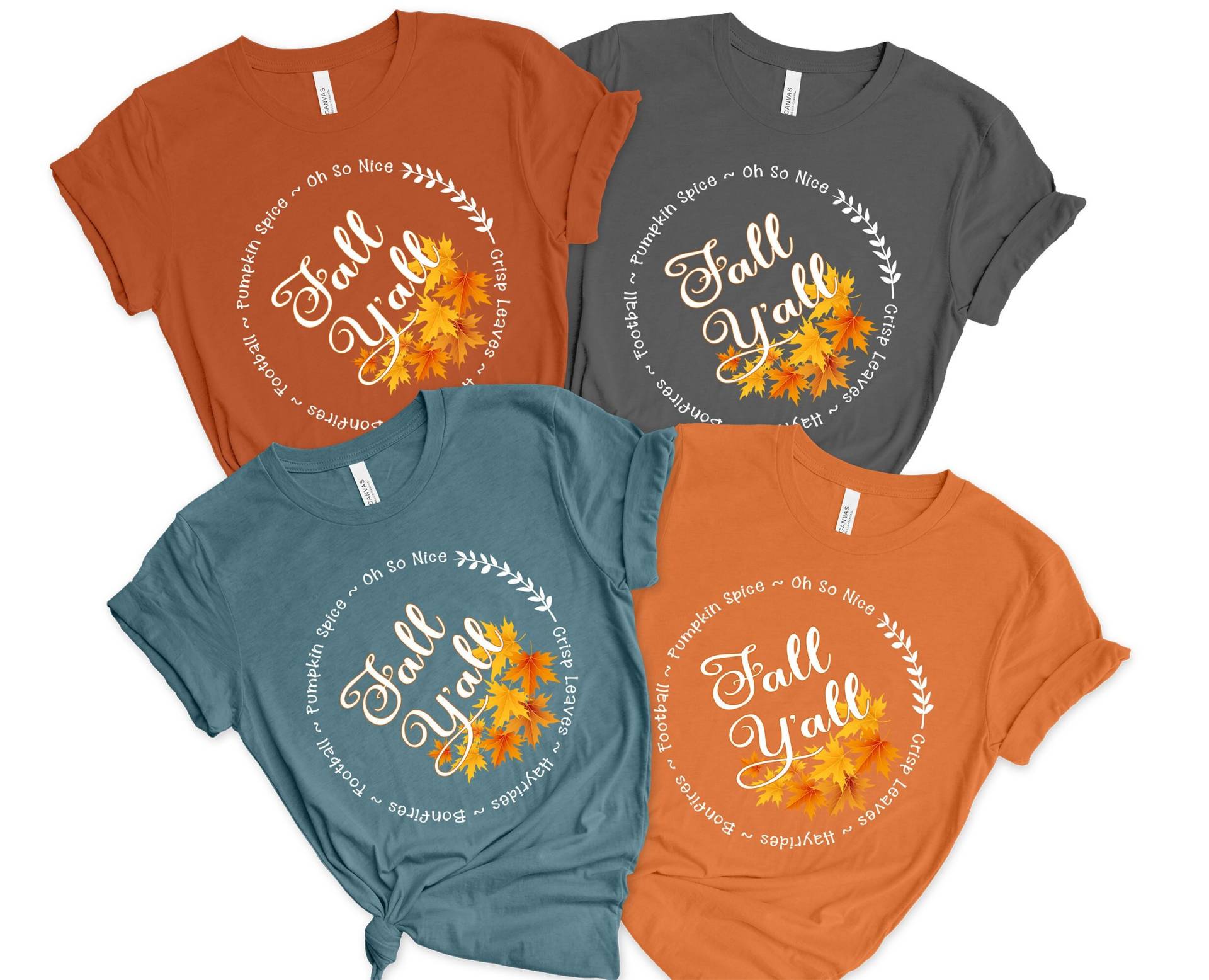 Herbst Y'all T-Shirt. Knusperblätter, Heurides, Bonfires, Fußball, Kürbisgewürz, Oh So Schön Bella+Canvas 3001 Tshirt. Damen Shirt Herbst Y'all T-Shirt. Knusperblätter, Heurides, Bonfires, Fußball, Kürbisgewürz, Oh So Schön Bella+Canvas 3001 Tshirt. Damen Shirt von TeeWonderland