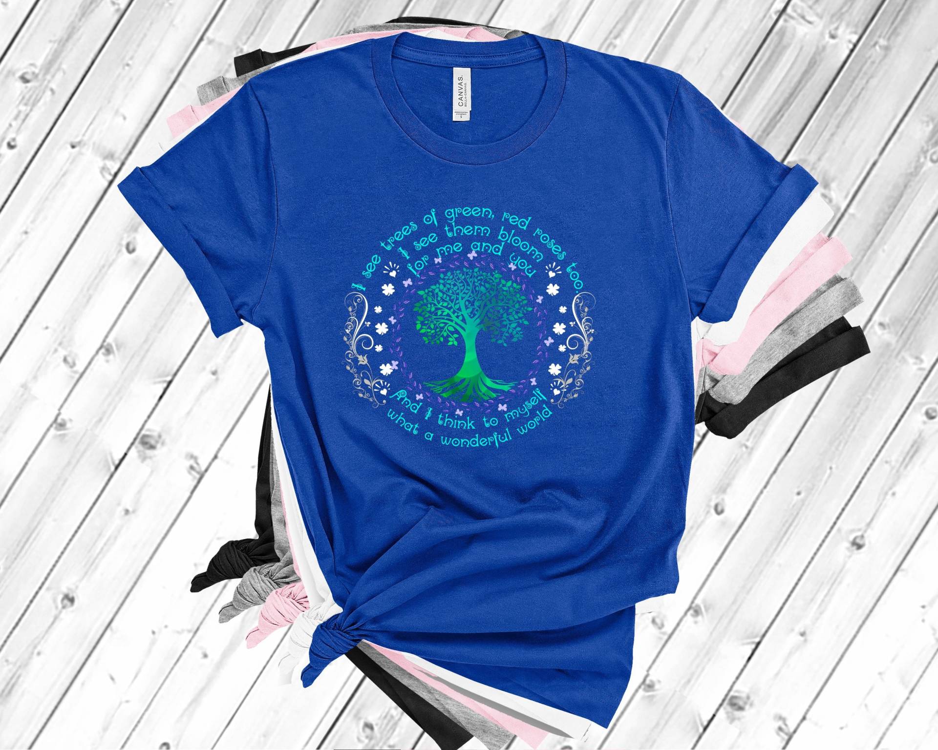 Wunderbare Welt Shirt - Louie Armstrong Musik Lyric T-Shirt, Song Lyric, Baum Des Lebens, Hippie Shirt, Yoga Hippie-Seele von TeeWonderland