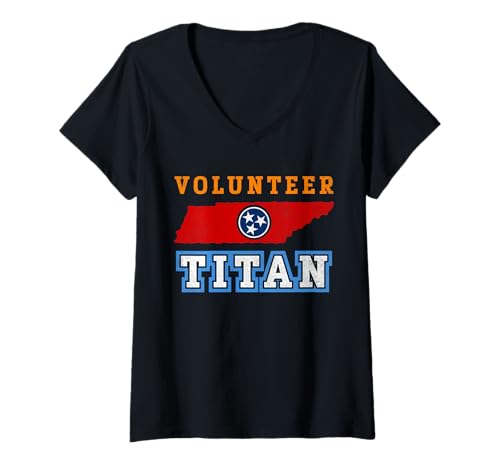 Damen Music City Nashville TN Volunteer Titan Circle and Stars T-Shirt mit V-Ausschnitt Damen Music City Nashville TN Volunteer Titan Circle and Stars T-Shirt mit V-Ausschnitt von TeeXpress