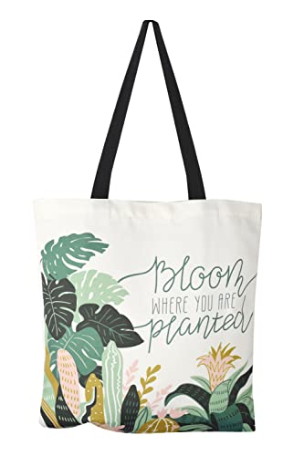 Canvas Tasche Damen Herren Tote Bag Große Shopper Handtasche mit Reißverschluss Innertasche Modisch Gedruckte Umhängetasche für Reisen Alltag Schule Arbeit Einkauf -1 Tropisch von TeeYee