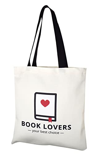 Canvas Tasche Damen Herren Tote Bag Große Shopper Handtasche mit Reißverschluss Innertasche Modisch Gedruckte Umhängetasche für Reisen Alltag Schule Arbeit Einkauf -10 Booklover von TeeYee