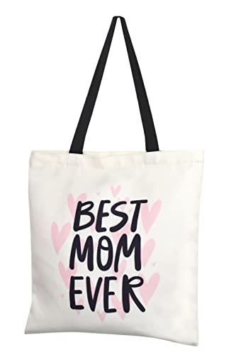Canvas Tasche Damen Herren Tote Bag Große Shopper Handtasche mit Reißverschluss Innertasche Modisch Gedruckte Umhängetasche für Reisen Alltag Schule Arbeit Einkauf 16 Best Mom von TeeYee
