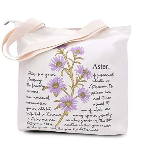 Canvas Tasche Damen Herren Tote Bag Große Shopper Handtasche mit Reißverschluss Innertasche Modisch Gedruckte Umhängetasche für Reisen Alltag Schule Arbeit Einkauf aster von TeeYee