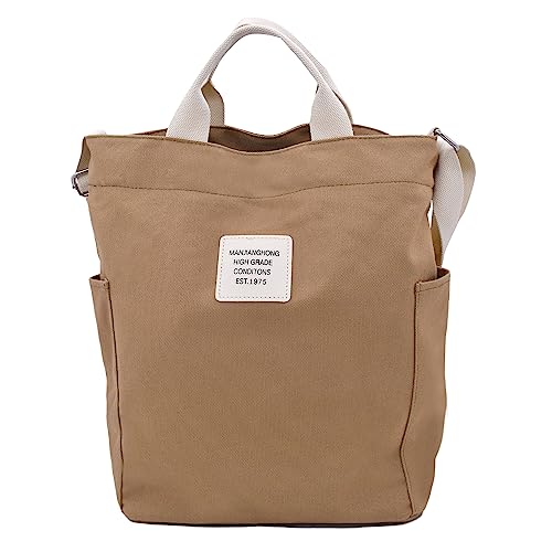 Damen Handtasche Canvas Tote Bag Umhängetasche mit Schultertasche Shopper für Bücher Alltag Arbeit 075 khaki von TeeYee