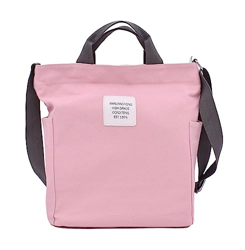 Damen Handtasche Canvas Tote Bag Umhängetasche mit Schultertasche Shopper für Bücher Alltag Arbeit 075 rosa von TeeYee