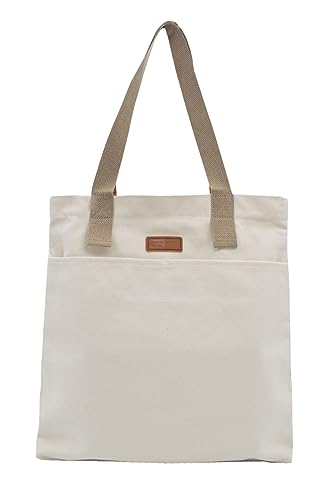 Damen Handtasche Multitasche Canvas Tote Bag Shopper für Bücher Reisen Alltag Schule Arbeit Einkaufstasche mit Reißverschluss weiss von TeeYee