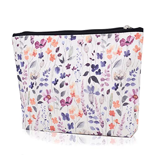 Damen Kosmetiktasche Multifunktionaler Kulturtasche für Reisen Make-up Tasche Cartoon Gedruckt Multifunktion Organizer Pouch Bag Mäppchen Klein Canvas Handbag Blumen von TeeYee