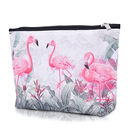 Damen Kosmetiktasche Multifunktionaler Kulturtasche für Reisen Make-up Tasche Cartoon Gedruckt Multifunktion Organizer Pouch Bag Mäppchen Klein Canvas Handbag Flamingo von TeeYee