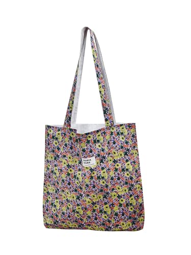Damen Stofftaschen Blume Tote Tasche Umhängetasche Leicht Große Kapazität Student Shopping Beach Bag Double Schultergurt 006 von TeeYee