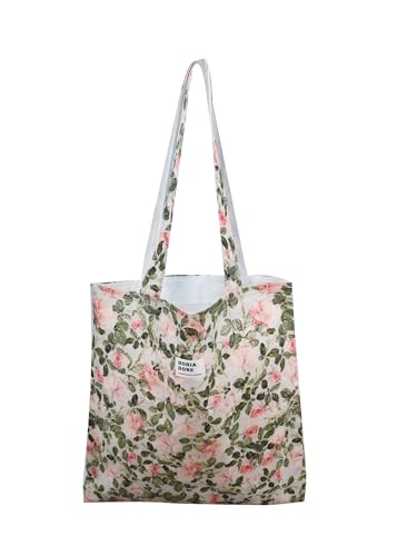 Damen Stofftaschen Blume Tote Tasche Umhängetasche Leicht Große Kapazität Student Shopping Beach Bag Double Schultergurt 007 von TeeYee