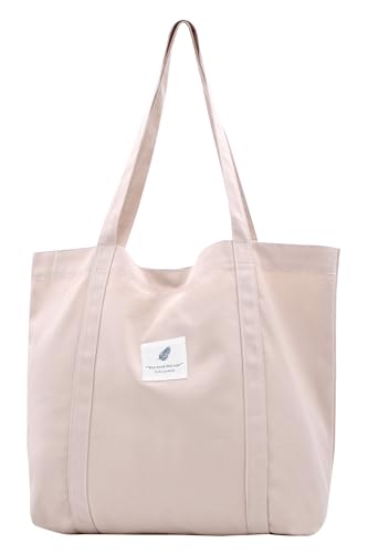 Damen Stofftaschen Tote Tasche Einfarbige Umhängetasche Leicht Große Kapazität Student Shopping Beach Bag pink von TeeYee