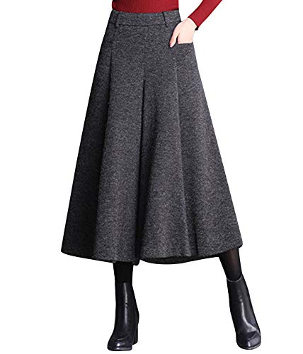 Grau Flare Hosen Mode Wide Leg Hosen mit Taschen Casual Kleid Damen Herbst Winter Hose für Frauen XXL von TeeYee