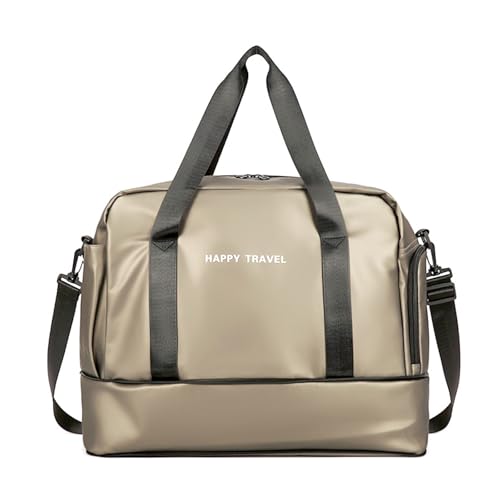Reisetasche Damen Weekender Bag Handgepäck Tasche wasserdichte Tragetasche mit Schuhfach Handschlaufe für Flugzeug Reisen Champagner von TeeYee
