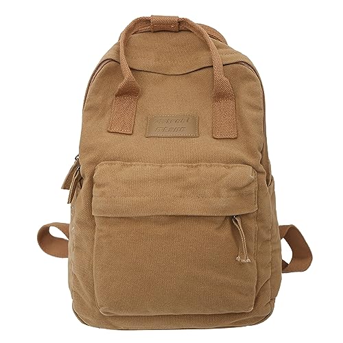 TeeYee Canvas Rucksack Damen Backpack mit Griff Große Kapazität Mädchen Daypack Schulrucksack mit Mehre Fächer braun von TeeYee