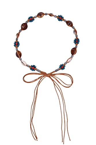 TeeYee Damen Mädchen Geflochtene Gürtel Hand-Woven Bauchkette mit Bunte Muschel Retro 165cm Lang Waist Belt 252 von TeeYee