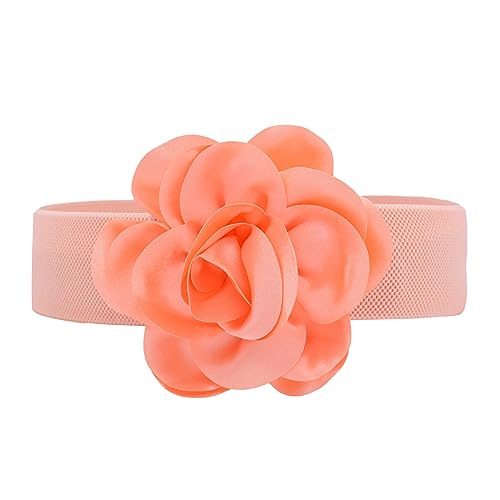 TeeYee Damen Mädchen Gürtel Fashion und Süß Groß Blume Elastische Breit Tailleband Waist Belt (pink) von TeeYee