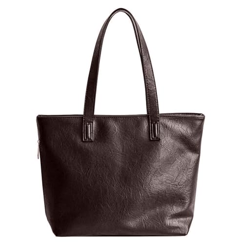 TeeYee Damen Mittelgroß PU Leder Tote Bag Shopper Einfahrbig Design Umhängetasche Schultertaschen Handtasche für Arbeit Büro Alltag braun von TeeYee