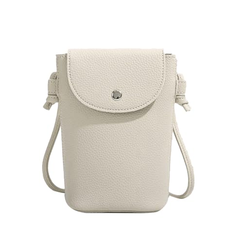 TeeYee Damen PU Leder Klein Handytasche Umhängetasche Multifunktion Crossbody Bag Beige von TeeYee