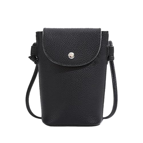 TeeYee Damen PU Leder Klein Handytasche Umhängetasche Multifunktion Crossbody Bag Schwarz von TeeYee
