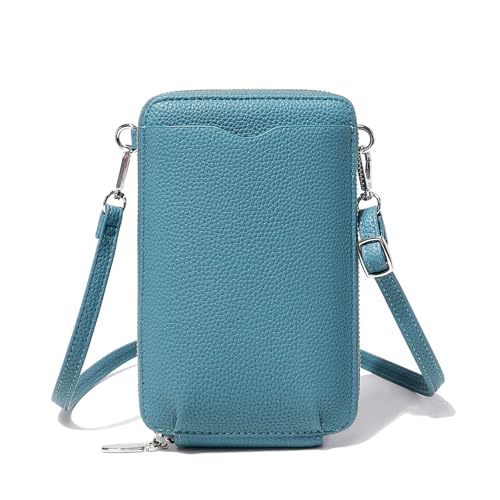 TeeYee Damen PU Leder Kleine Geldbeutel Brieftasche Geldbörse Multifunktion Handytasche Blau von TeeYee