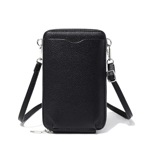 TeeYee Damen PU Leder Kleine Geldbeutel Brieftasche Geldbörse Multifunktion Handytasche Schwarz von TeeYee