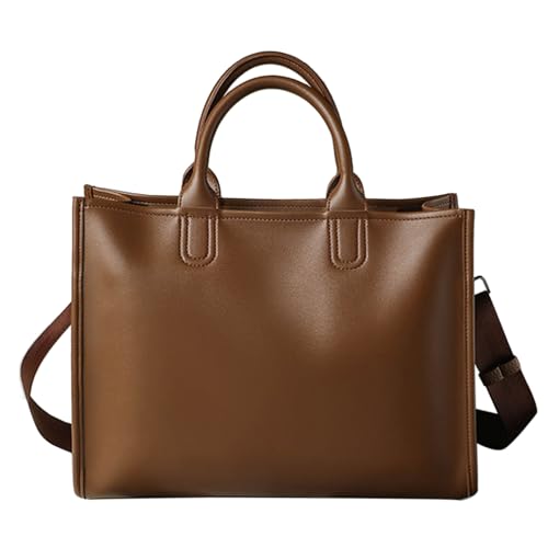 TeeYee Damen PU Leder Tote Bag Shopper Handtaschen Große Kapazität Tasche mit Verstellbare Schultergurte Braun von TeeYee
