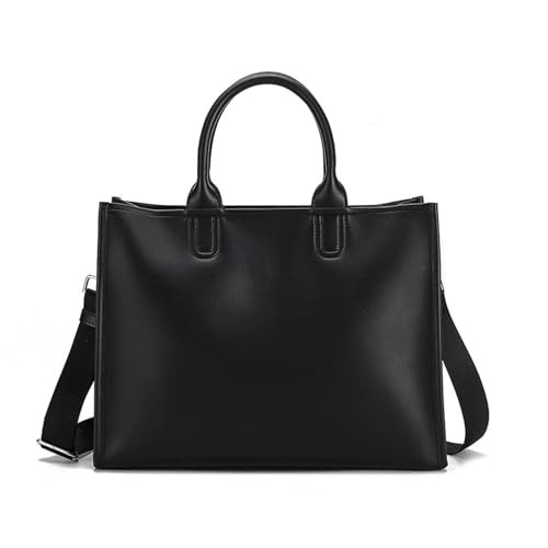 TeeYee Damen PU Leder Tote Bag Shopper Handtaschen Große Kapazität Tasche mit Verstellbare Schultergurte Schwarz von TeeYee